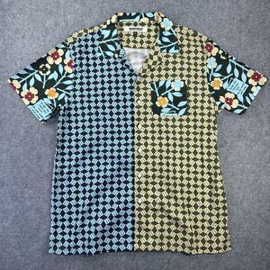 Mami Wata Shirt Mens Large Multicolor Dice Floral Short Sleeve Button Up Aloha